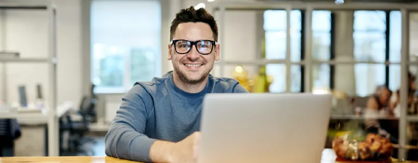 an employee working with his computer