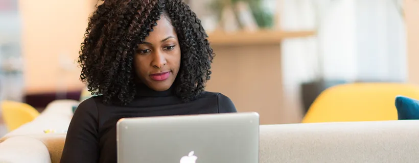 Woman working on laptop