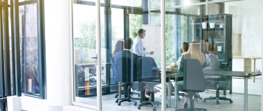 A team in the office having a meeting