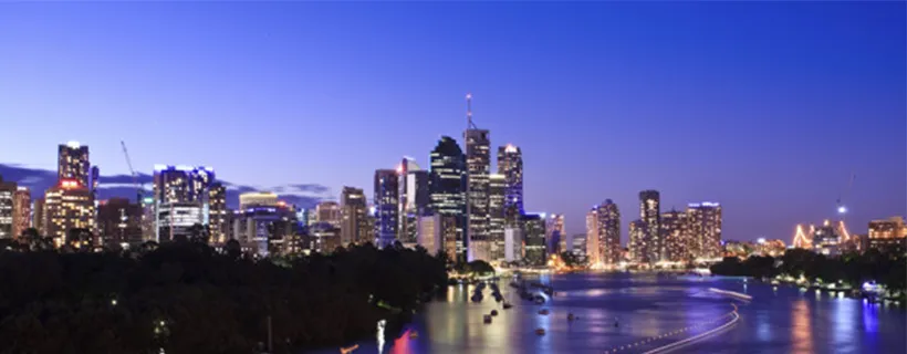 An evening shot of Brisbane sky line