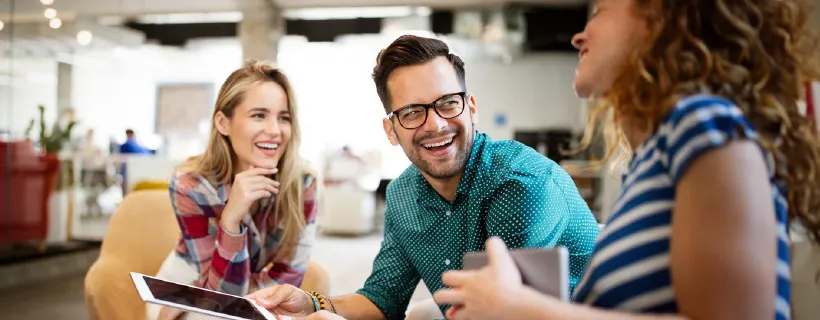 young people laughing together 