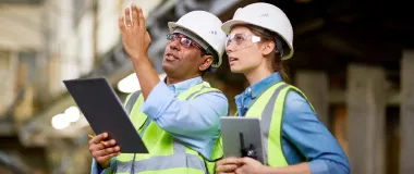 two professionals in construction site