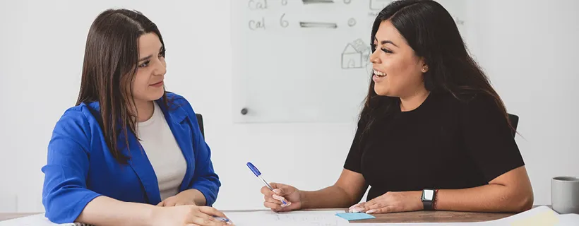 Two women talking