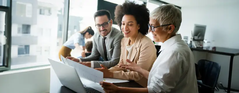 a group of colleagues in an office environment