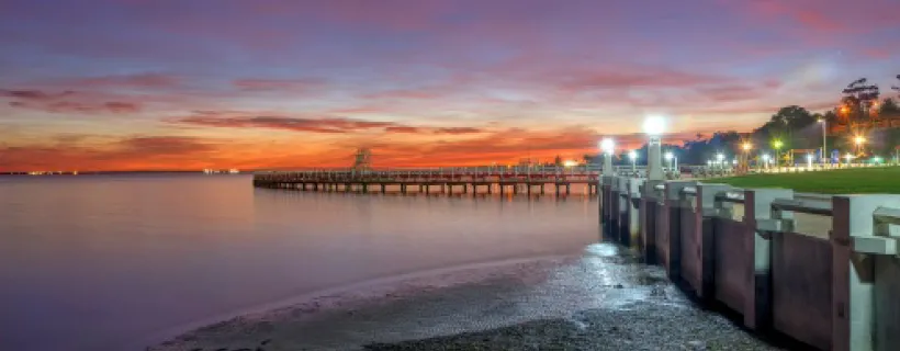 A wharf in the evening sky line in regional Victoria