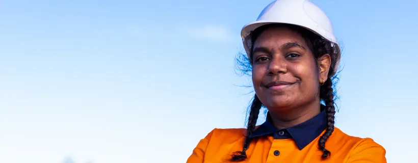 an indigenous female working in construction