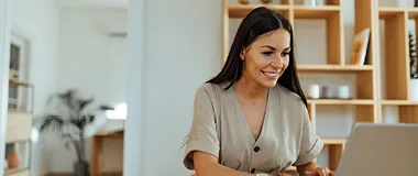 a woman working happily 