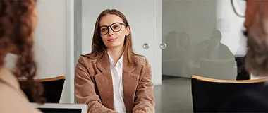 a girl having an interview