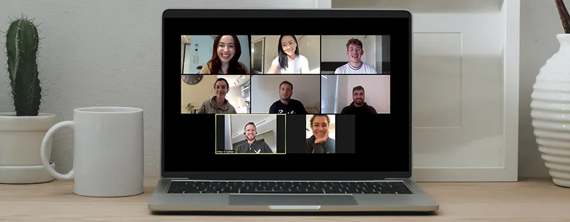 A virtual team meeting on a computer