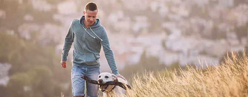 A guy with his dog