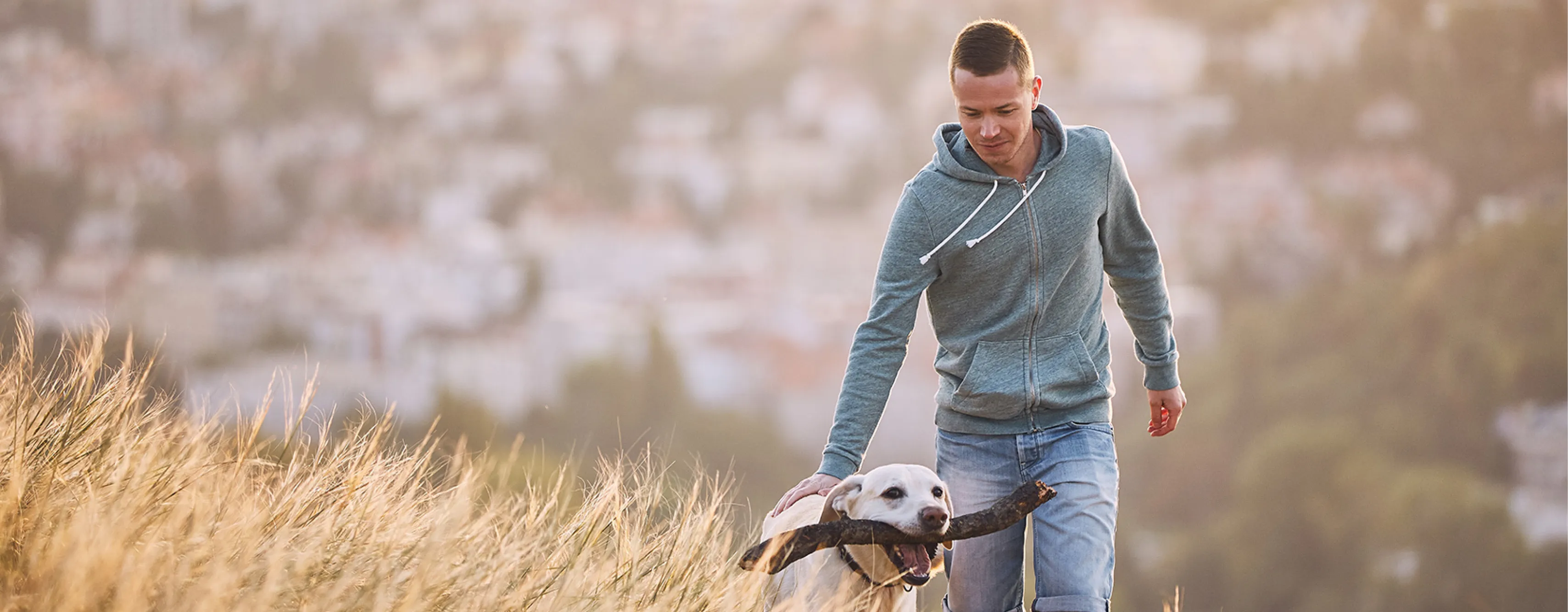 A guy with his dog