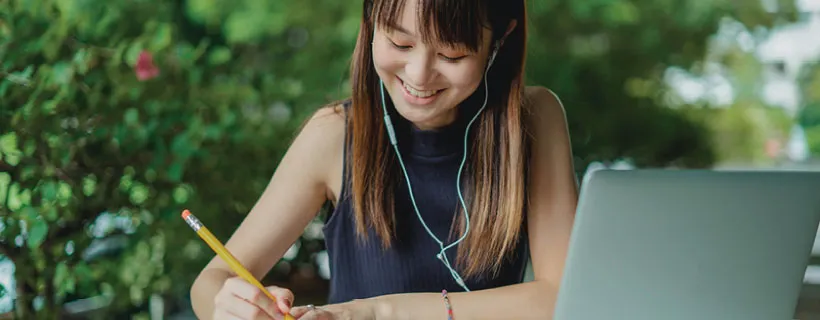 the woman writing