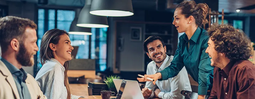 In this image they are discussing about how to recruit and provide staffing solutions .
